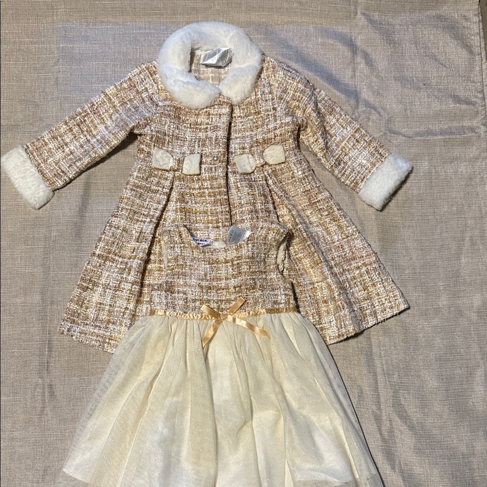 Blueberi Boulevard Ivory and Beige Formal Dress Set